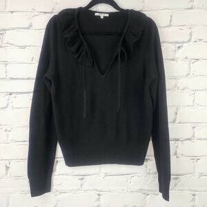 Madewell Sweater Womens M Tie-Neck Ruffle Pullover wool alpaca blend frilly